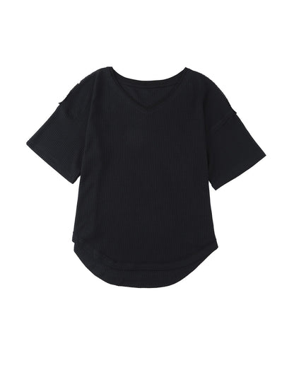 Azura Exchange Waffle Knit Loose Top - S