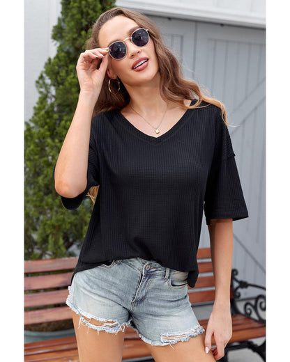 Azura Exchange Waffle Knit Loose Top - S