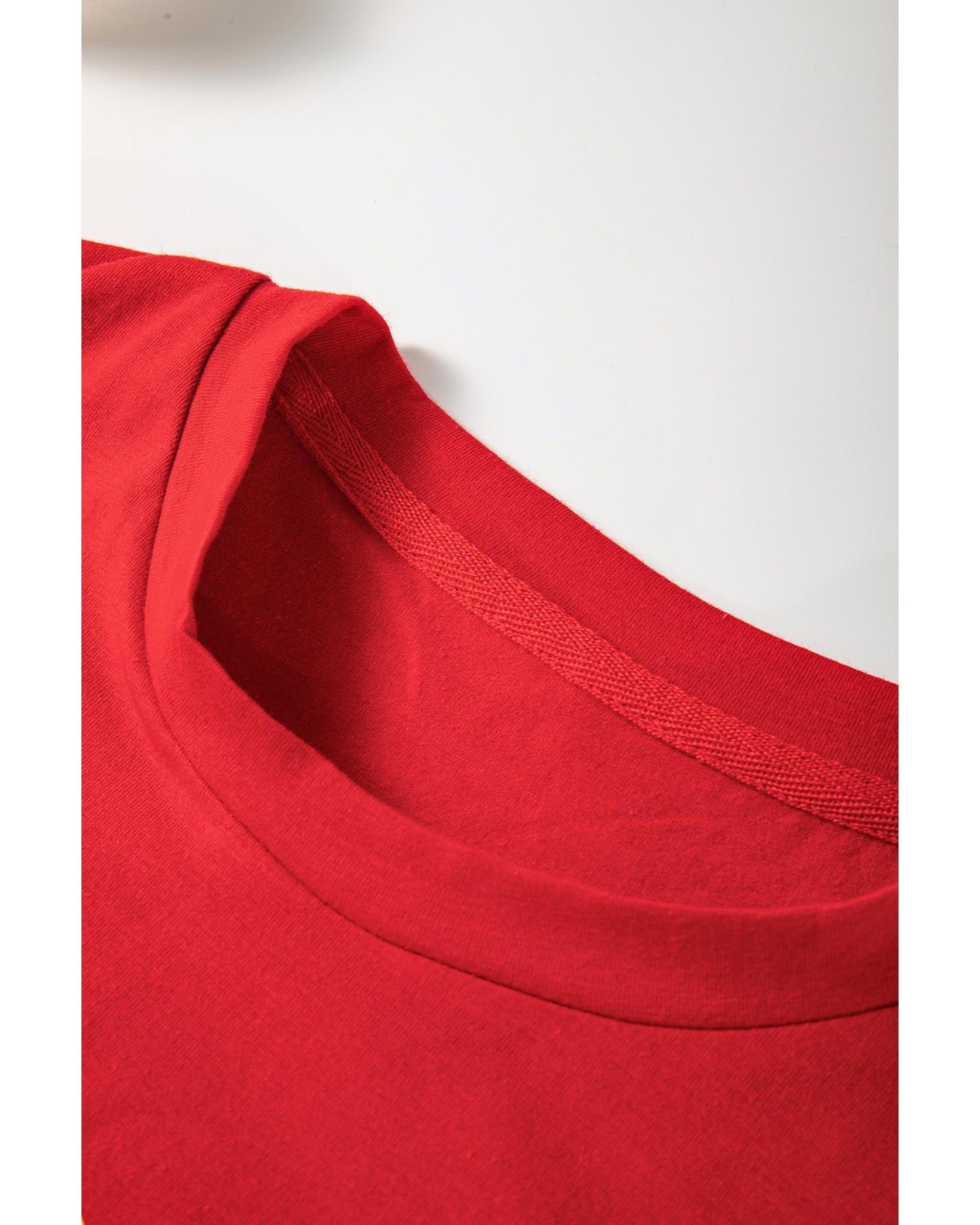 Red Christmas Tree Snowman Printed Crewneck T Shirt - S