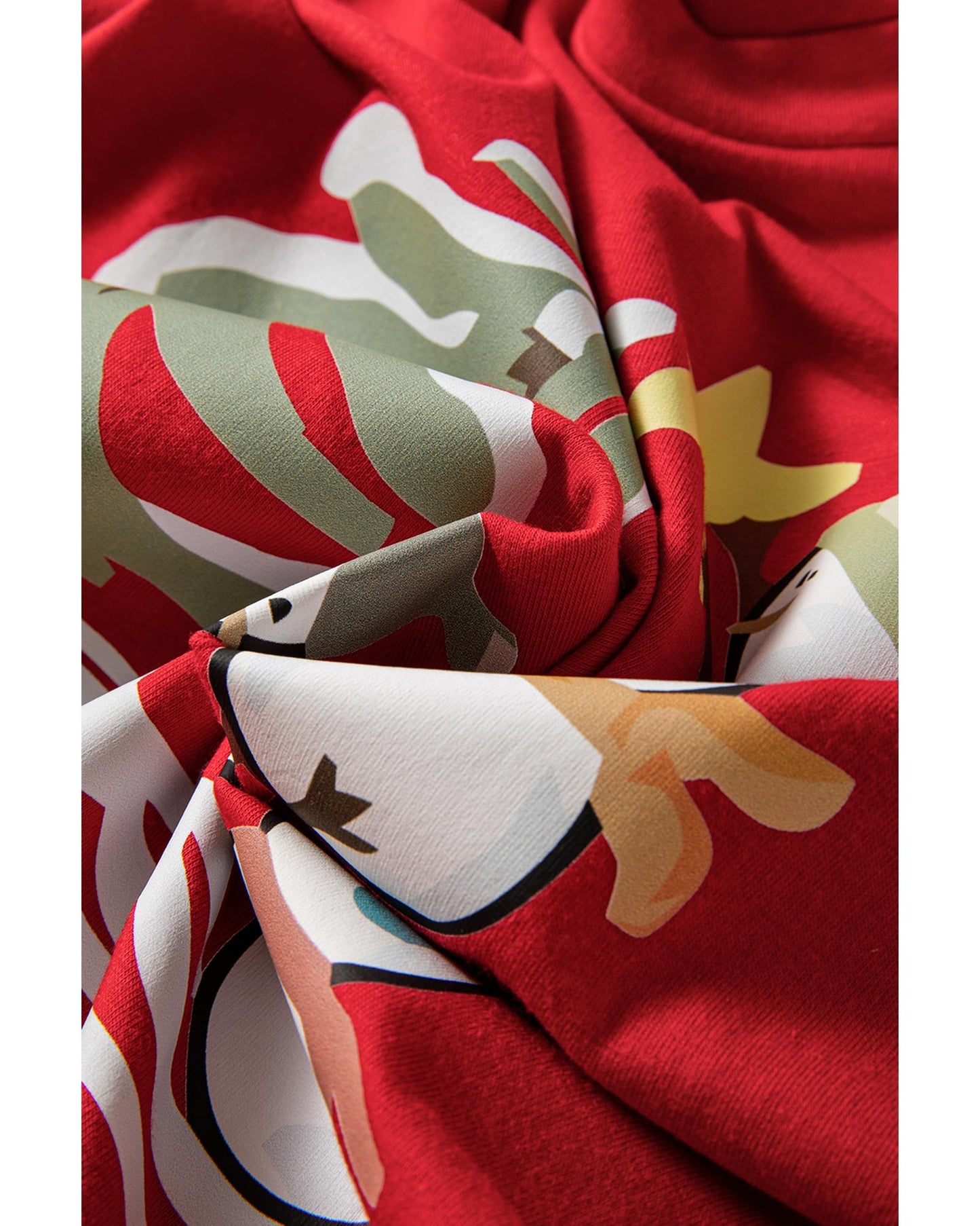 Red Christmas Tree Snowman Printed Crewneck T Shirt - XL