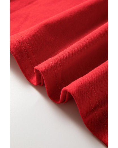 Red Christmas Tree Snowman Printed Crewneck T Shirt - XL