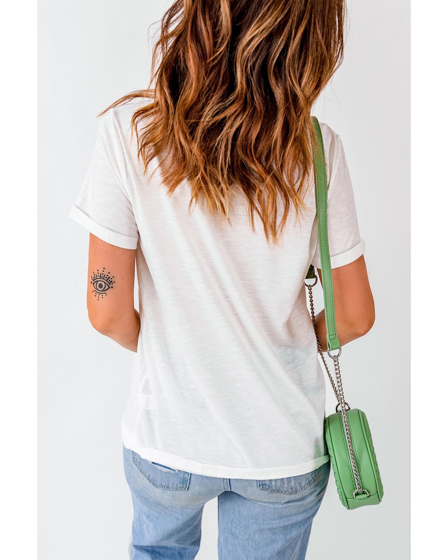 White Christmas Tree Bow Knot Print Round Neck T Shirt - 3XL