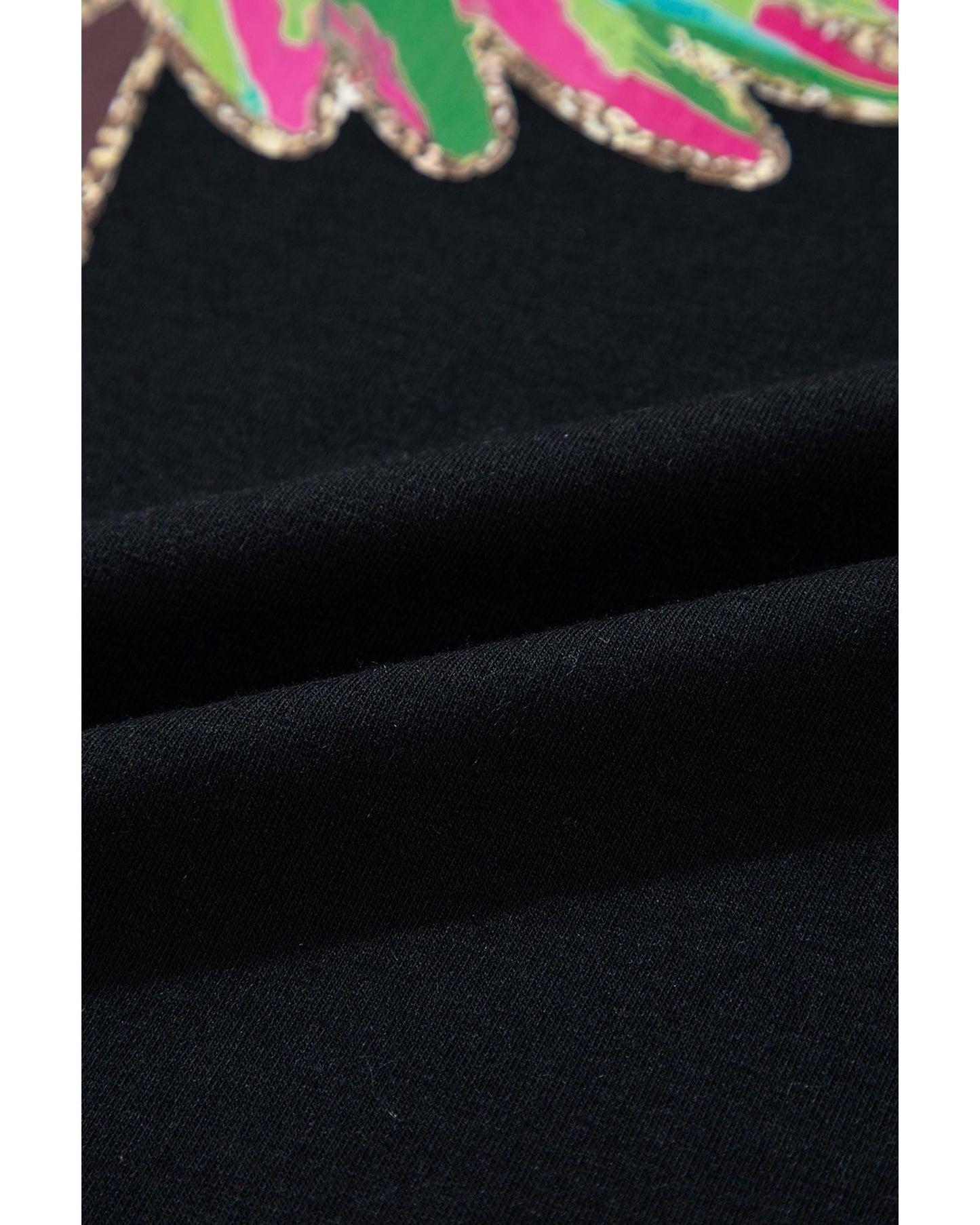 Black Heat Transfer Printing Christmas Tree Bowknot T-Shirt - L