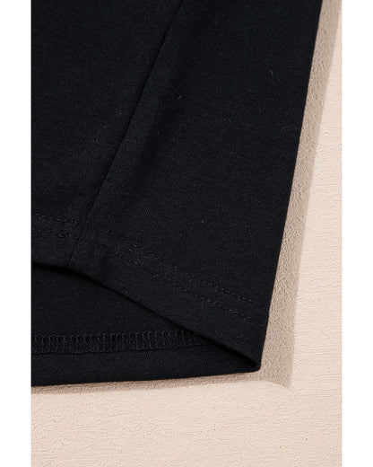 Black Heat Transfer Printing Christmas Tree Bowknot T-Shirt - M