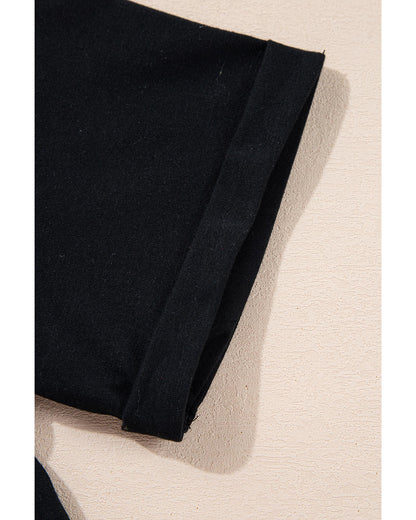 Black Heat Transfer Printing Christmas Tree Bowknot T-Shirt - S