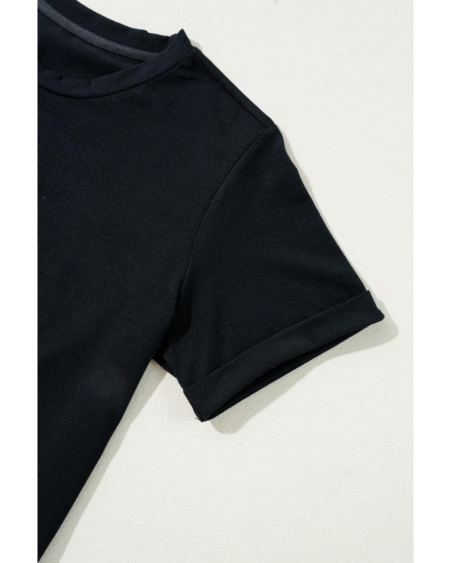 Black Rhinestone Christmas Tree Round Neck Graphic Tee - S