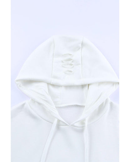 Azura Exchange Ripped Hooded Sweatshirt with Kangaroo Pocket - 2XL