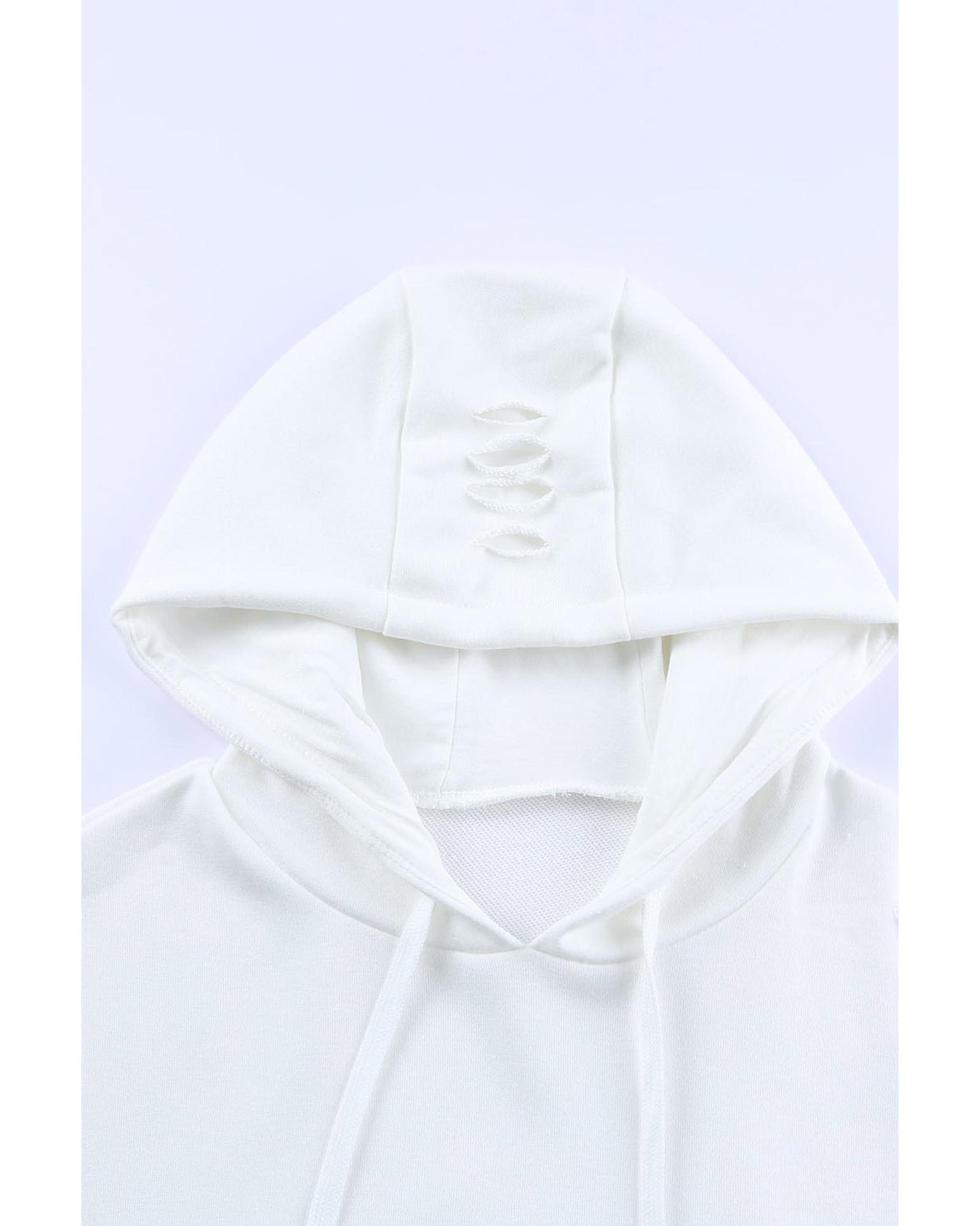 Azura Exchange Ripped Hooded Sweatshirt with Kangaroo Pocket - S