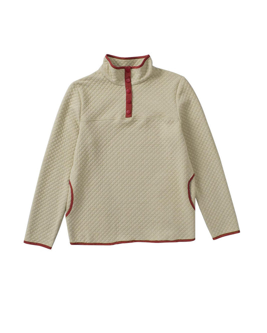 Azura Exchange Contrast Binding Snap Button Geometric Pullover Sweatshirt - S