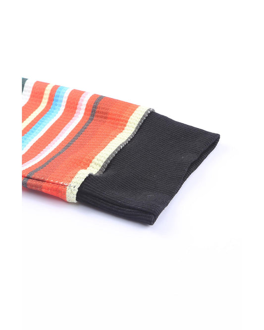 Azura Exchange Striped Patchwork Kangaroo Pocket Hoodie - M