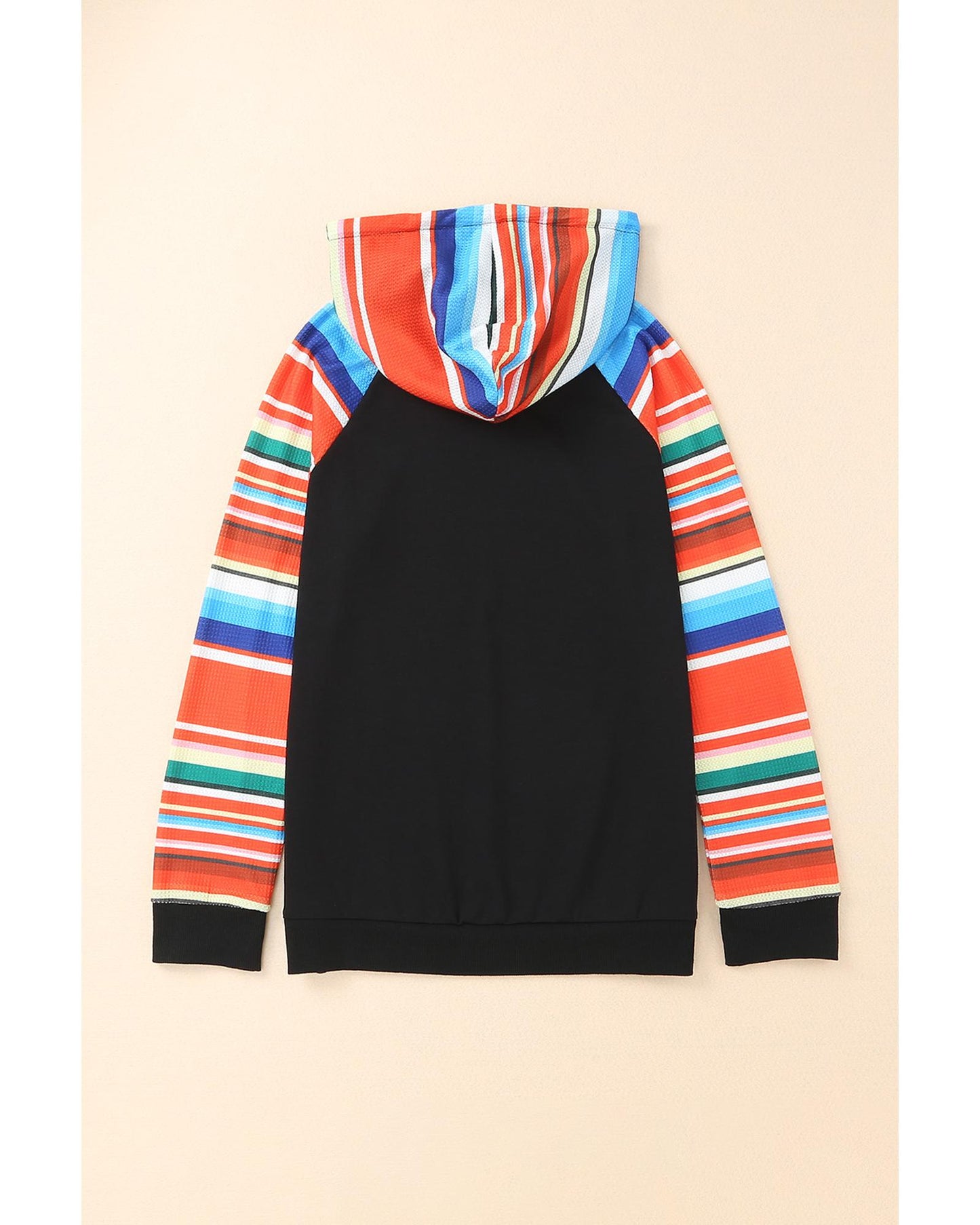 Azura Exchange Striped Patchwork Kangaroo Pocket Hoodie - M