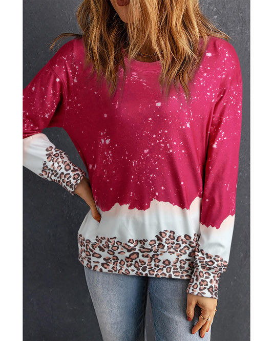 Azura Exchange Leopard Bleached Pullover Sweatshirt - M