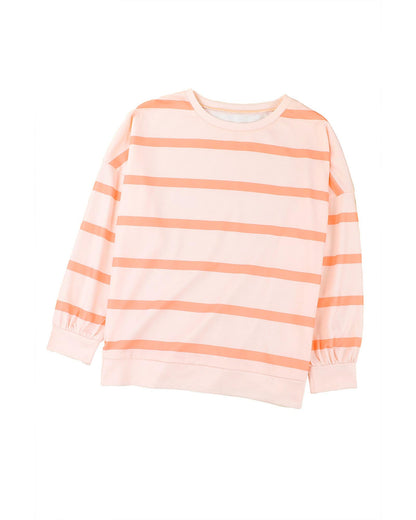 Azura Exchange Drop Shoulder Pullover Sweatshirt with Striped Pattern - M