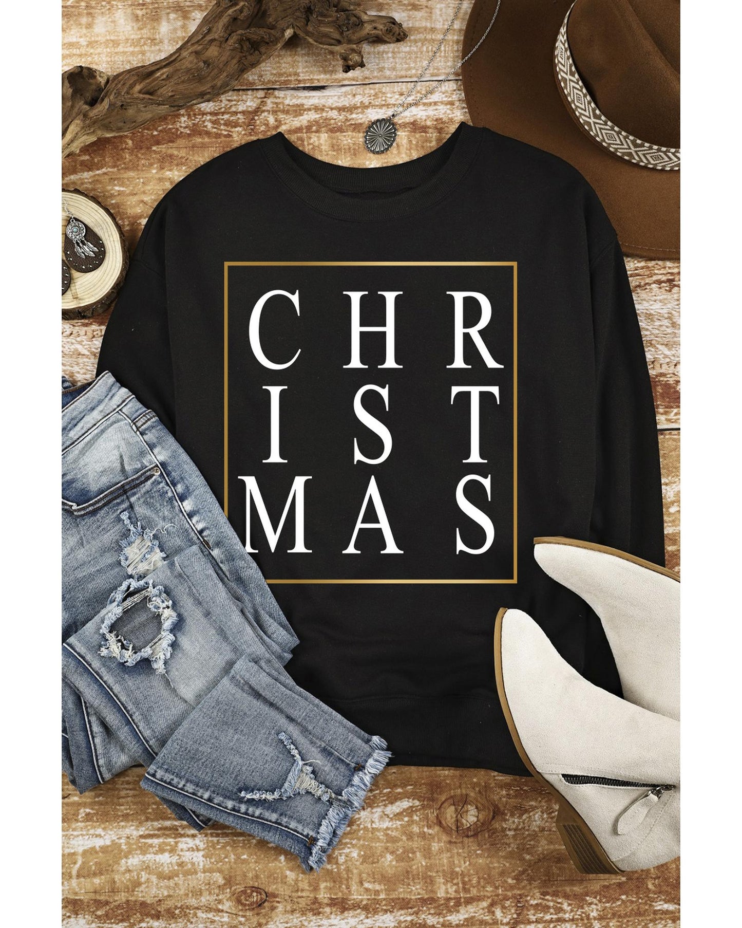 Azura Exchange Glitter Print Crew Neck Sweatshirt - 2XL