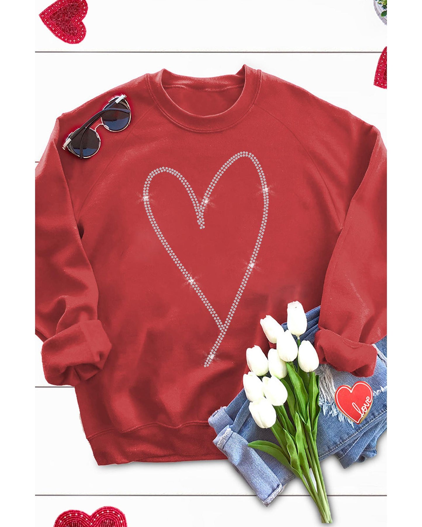 Azura Exchange Heart Shaped Long Sleeve Sweatshirt - 2XL