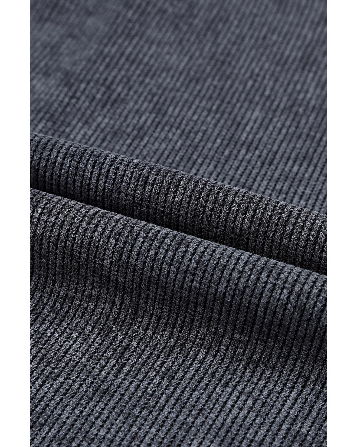 Azura Exchange Gray Ribbed Knit Round Neck Pullover Sweatshirt - L