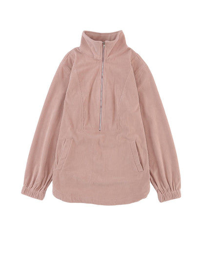 Azura Exchange Half Zip Ribbed Texture Collared Sweatshirt - M