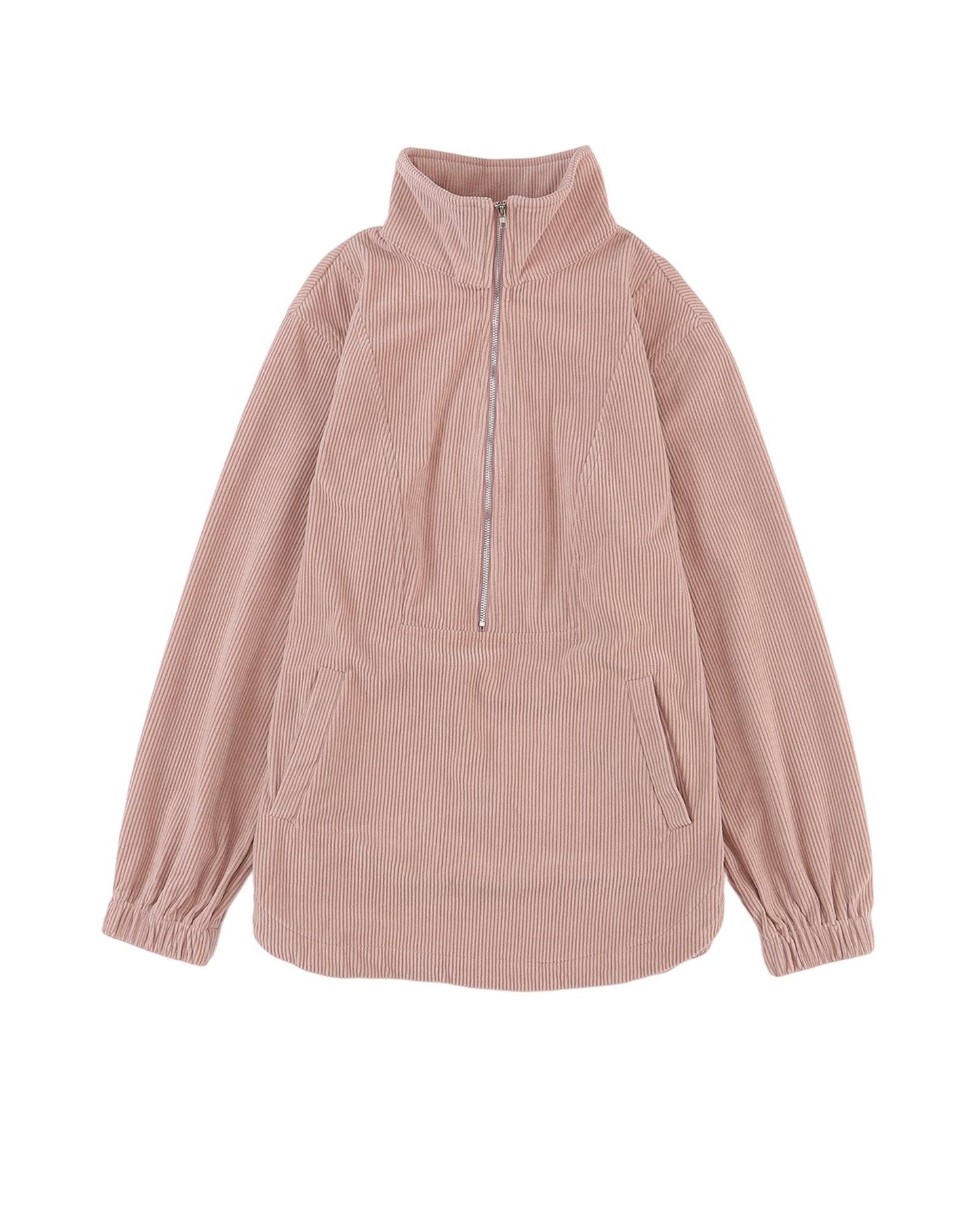 Azura Exchange Half Zip Ribbed Texture Collared Sweatshirt - S