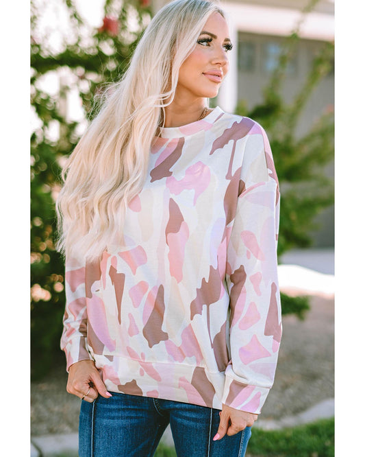 Azura Exchange Relaxed Geometric Print Crewneck Sweatshirt - L