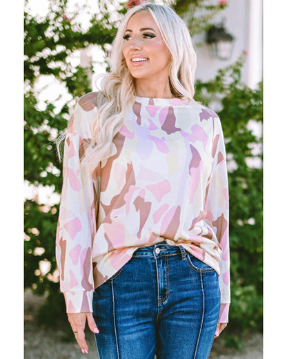 Azura Exchange Relaxed Geometric Print Crewneck Sweatshirt - L