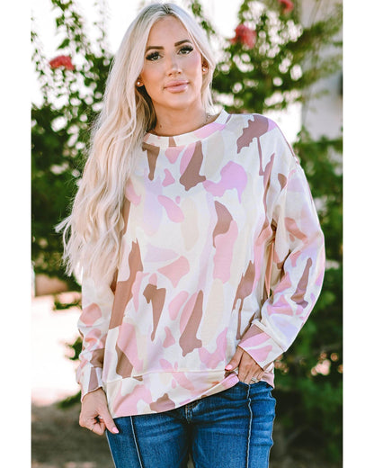 Azura Exchange Relaxed Geometric Print Crewneck Sweatshirt - S