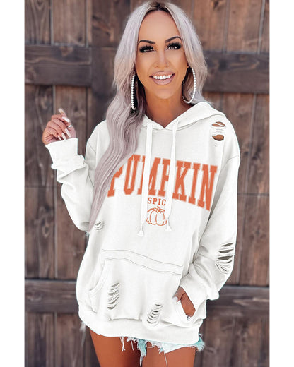 Azura Exchange Pumpkin Spice Distressed Hoodie - M