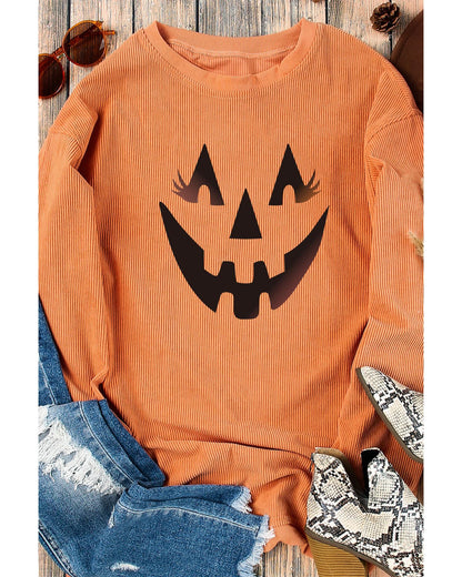 Azura Exchange Pumpkin Smile Face Graphic Sweatshirt - M