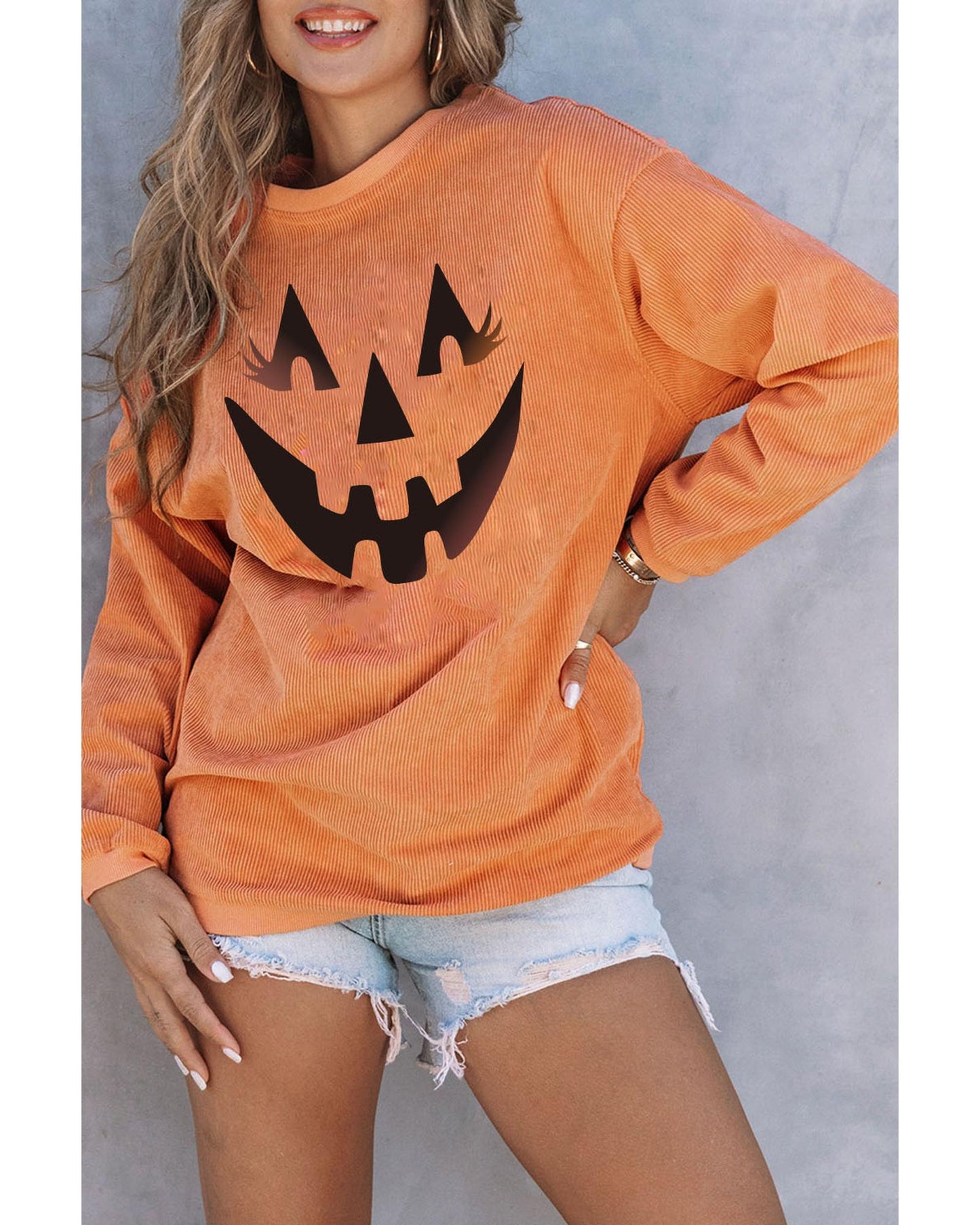 Azura Exchange Pumpkin Smile Face Graphic Sweatshirt - M