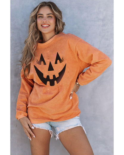 Azura Exchange Pumpkin Smile Face Graphic Sweatshirt - M