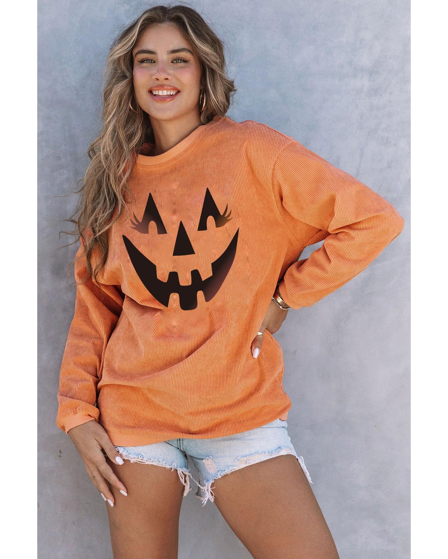 Azura Exchange Pumpkin Smile Face Graphic Sweatshirt - XL