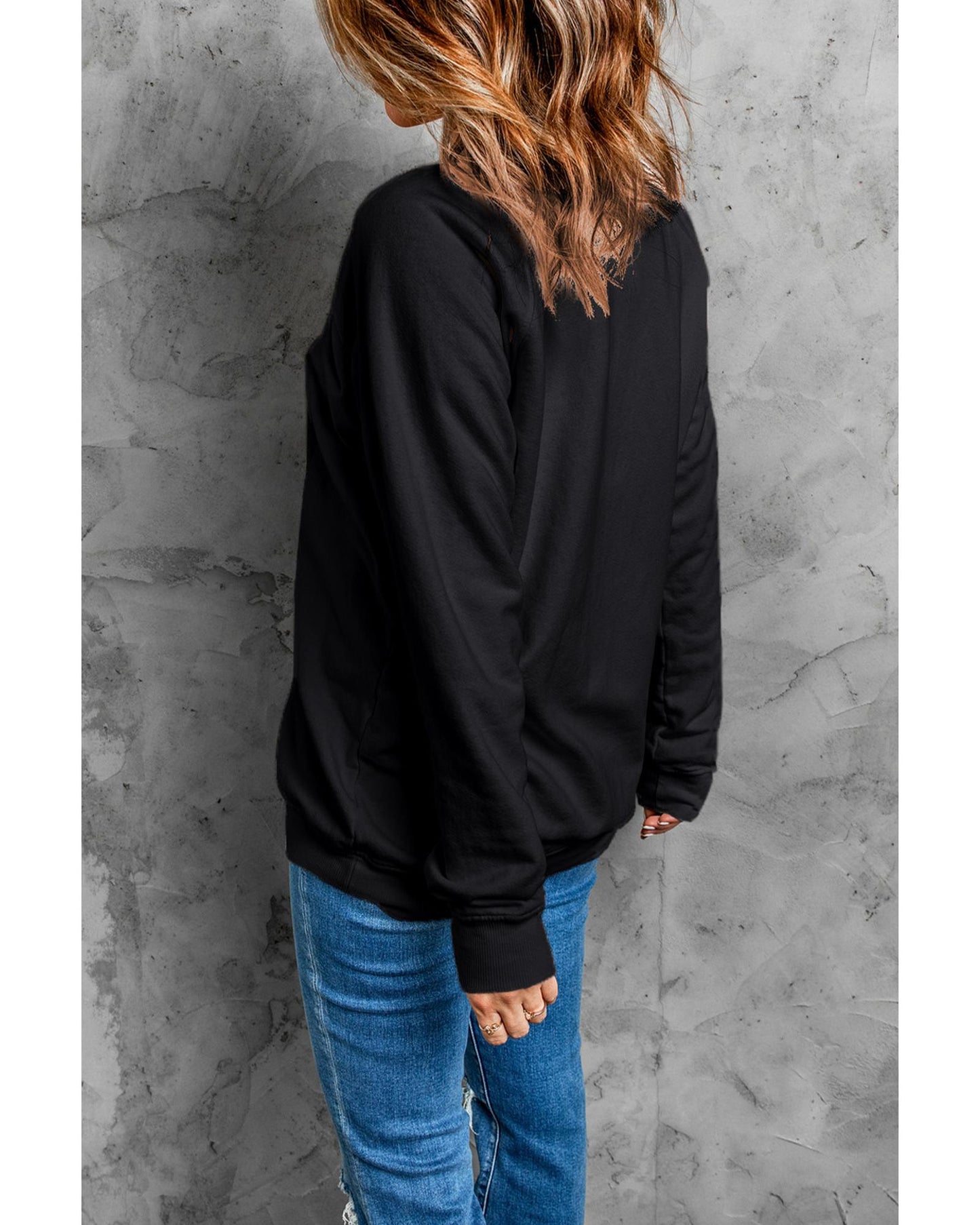 Black HO HO HO Christmas Tree Graphic Pullover Sweatshirt - M