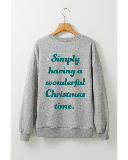 Gray 2-side Printed Christmas Tree Letter Graphic Sweatshirt - S
