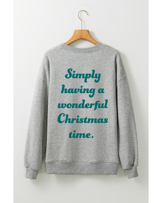 Gray 2-side Printed Christmas Tree Letter Graphic Sweatshirt - S