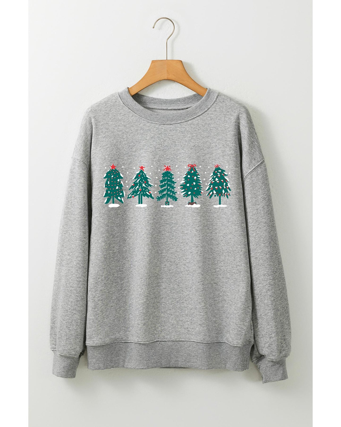 Gray 2-side Printed Christmas Tree Letter Graphic Sweatshirt - S