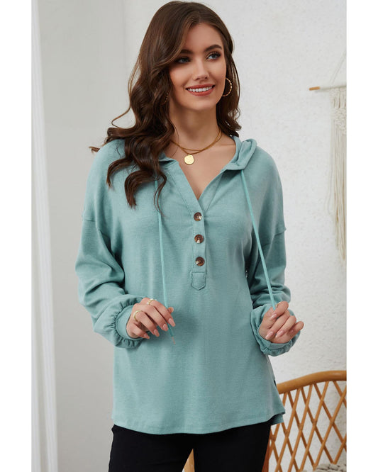 Azura Exchange High and Low Hem Hoodie with Buttoned Detail - XL