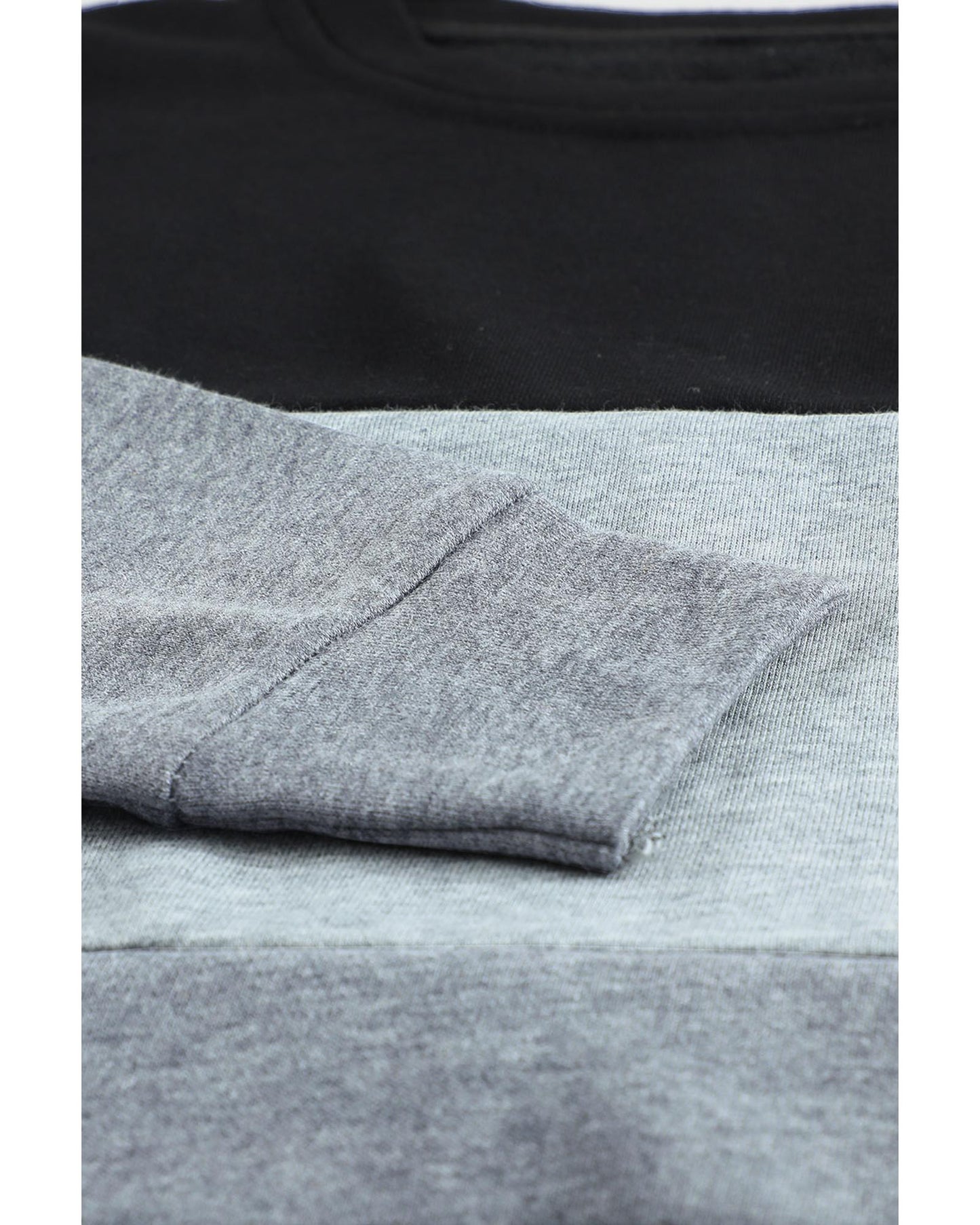 Azura Exchange Black Contrast Stitching Sweatshirt with Slits - L