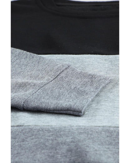 Azura Exchange Black Contrast Stitching Sweatshirt with Slits - L