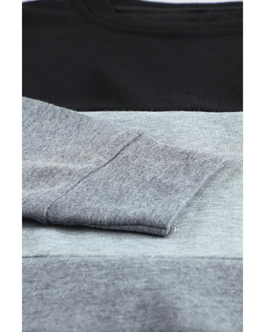 Azura Exchange Black Contrast Stitching Sweatshirt with Slits - L