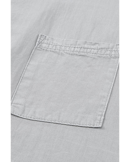 Azura Exchange Denim Shirt with Turn-down Collar - M