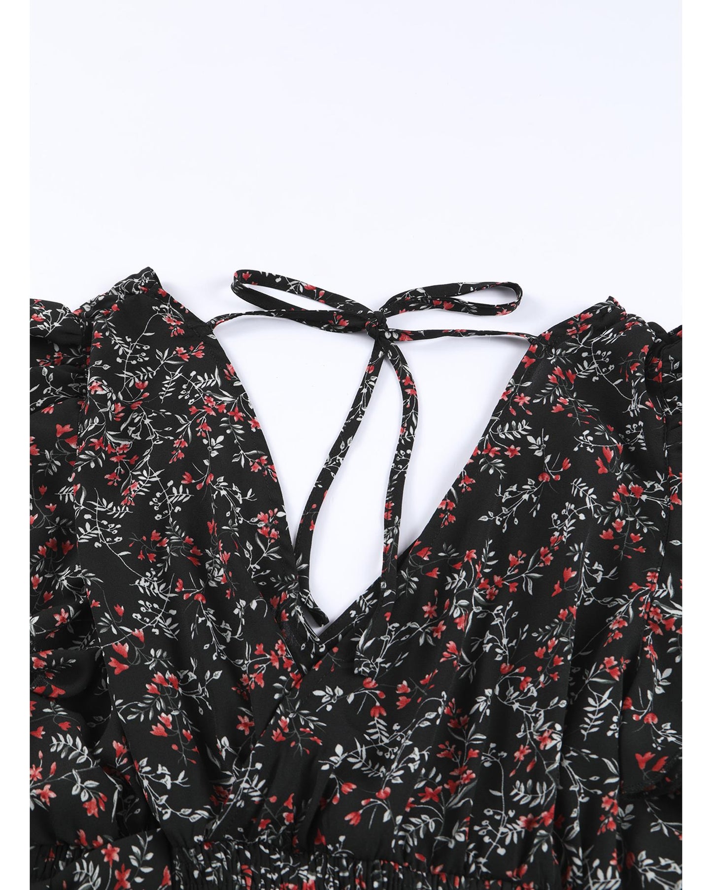 Azura Exchange Floral Ruffled Crop Top and Maxi Skirt Set - L