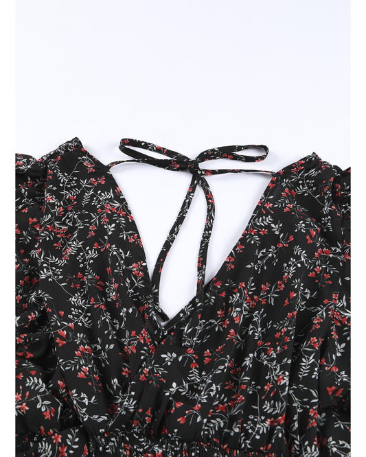 Azura Exchange Floral Ruffled Crop Top and Maxi Skirt Set - XL