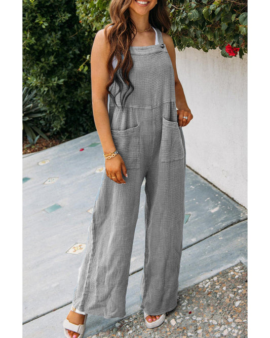 Azura Exchange Textured Wide Leg Overall with Pockets - XL