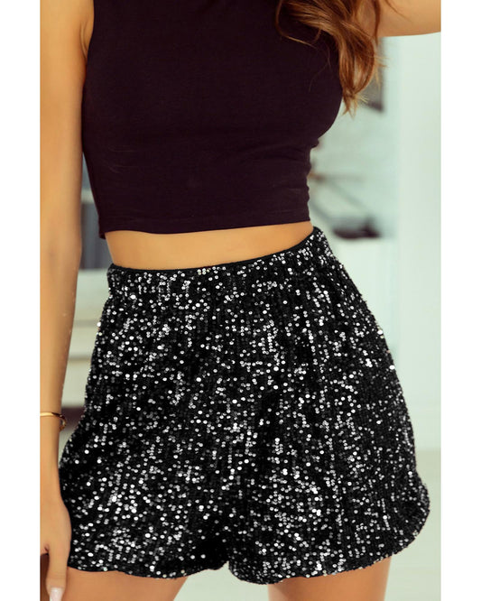 Azura Exchange Sequin High Waist Casual Shorts - L