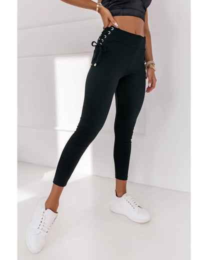 Azura Exchange Lace-Up Ribbed Leggings - M