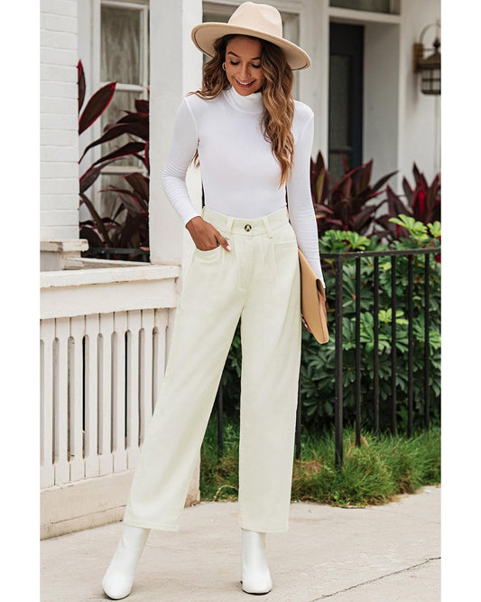 Azura Exchange Corduroy High Waist Straight Leg Pants - 4 US