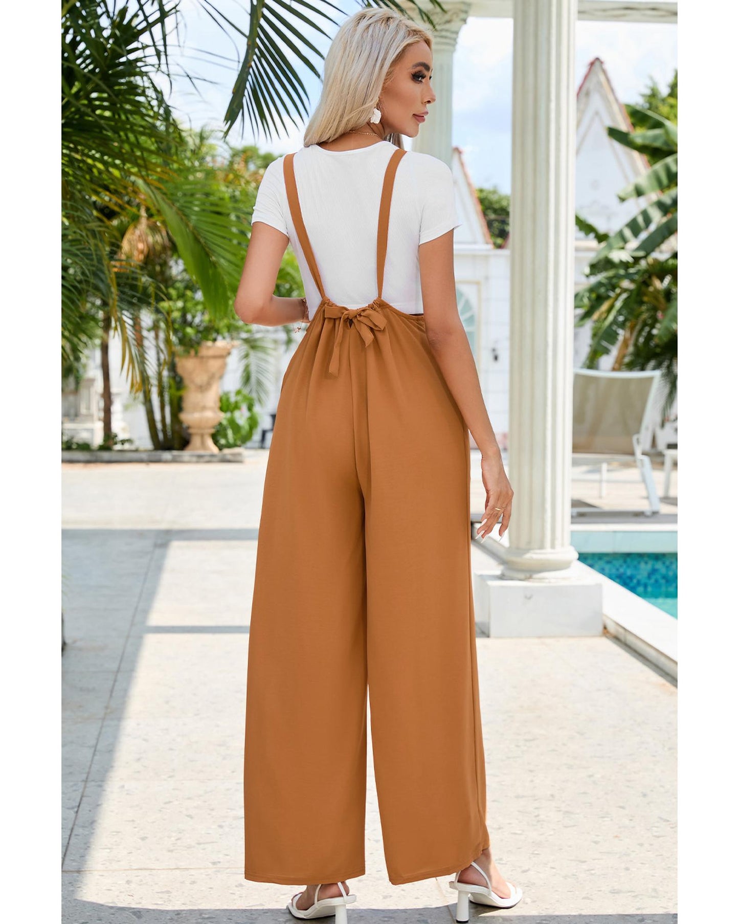 Azura Exchange Wide Leg Suspender Pants - XL