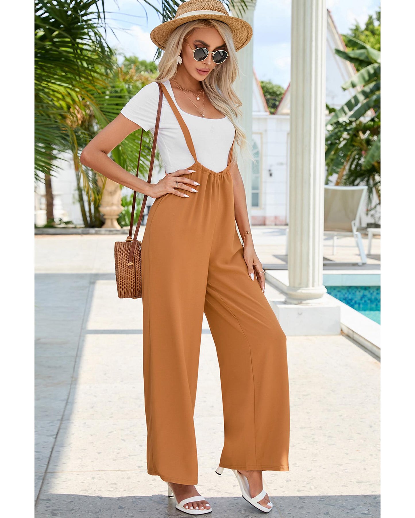 Azura Exchange Wide Leg Suspender Pants - XL