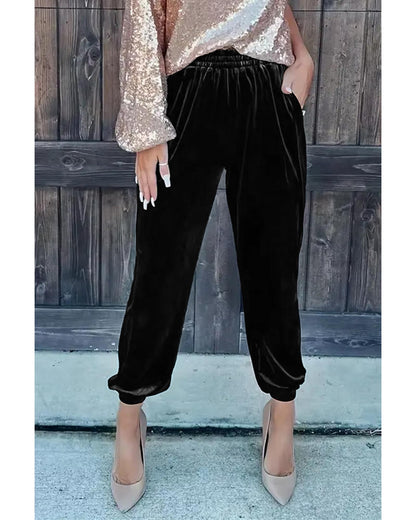 Azura Exchange Luxurious Velvet Jogger Pants - M