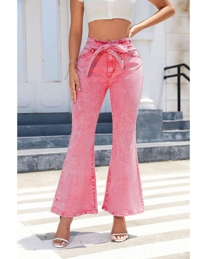 Azura Exchange High Waist Flare Leg Front Knot Jeans - 12 US