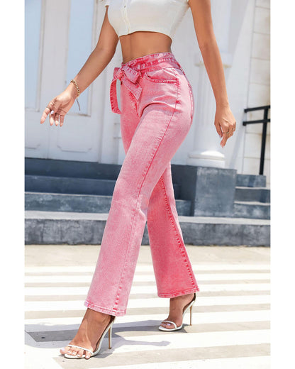 Azura Exchange High Waist Flare Leg Front Knot Jeans - 8 US